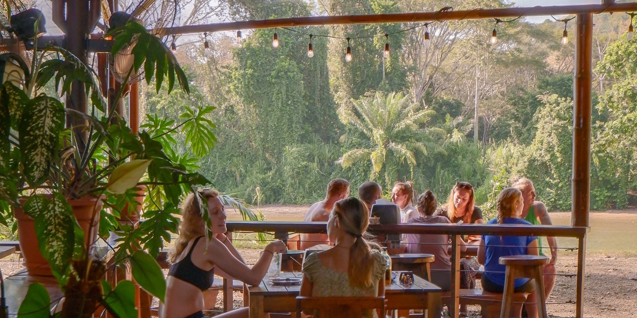 Cafe Mono Congo back deck overlooking Baru River & Playa Dominical